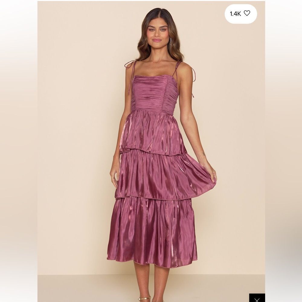LulusβTennon Dusty Rose Plisse Tiered Midi Dress